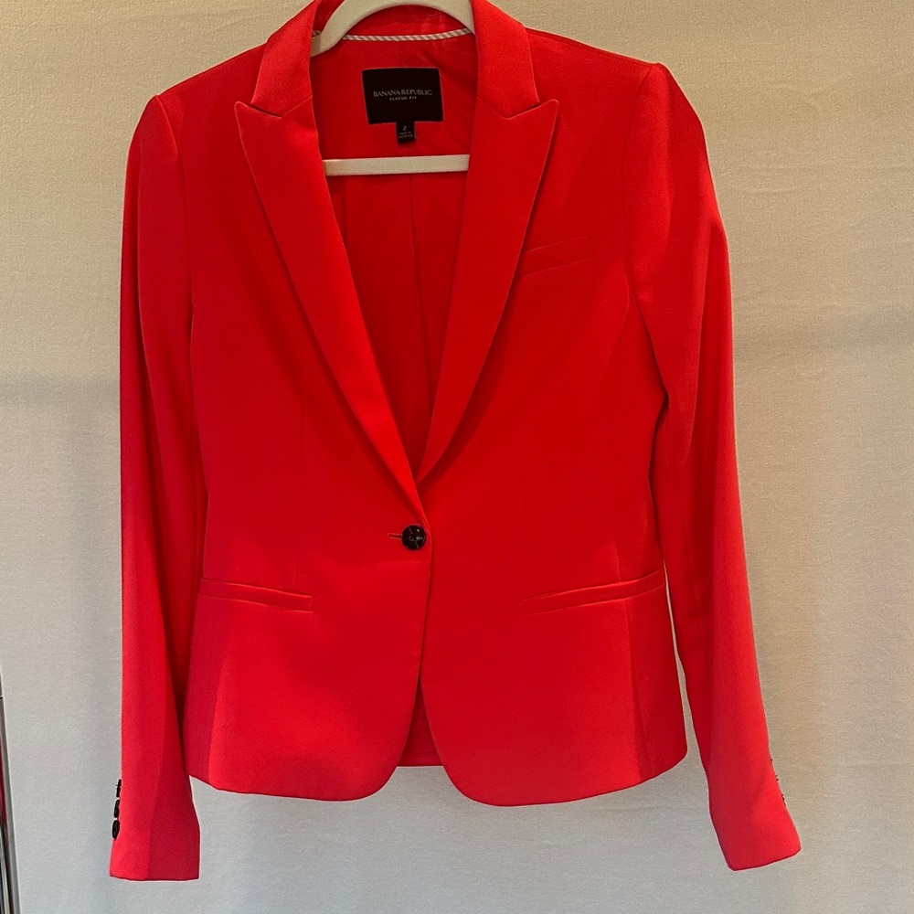 Banana Republic bright pink Single-Button Tailored Blazer